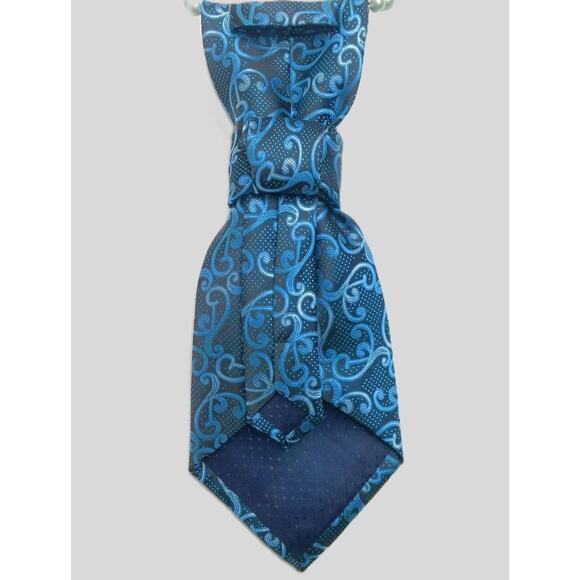 Artisan Vintage Tie Necklace Upcycled Pearl Accents Shades of Teal Blue Gray NEW - Picture 6 of 13